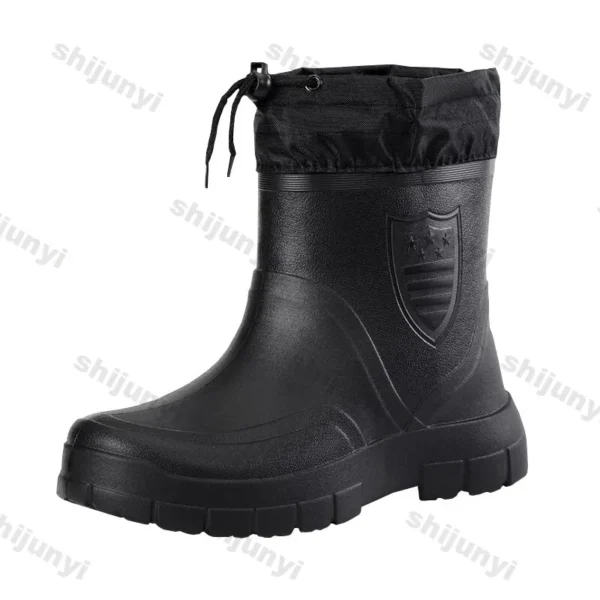 Men's Snow Boots Warm Waterproof Rain Boots Plush Anti Slip EVA Comfortable Winter Outdoor Kitchen Work Wear-resistant Men Shoes